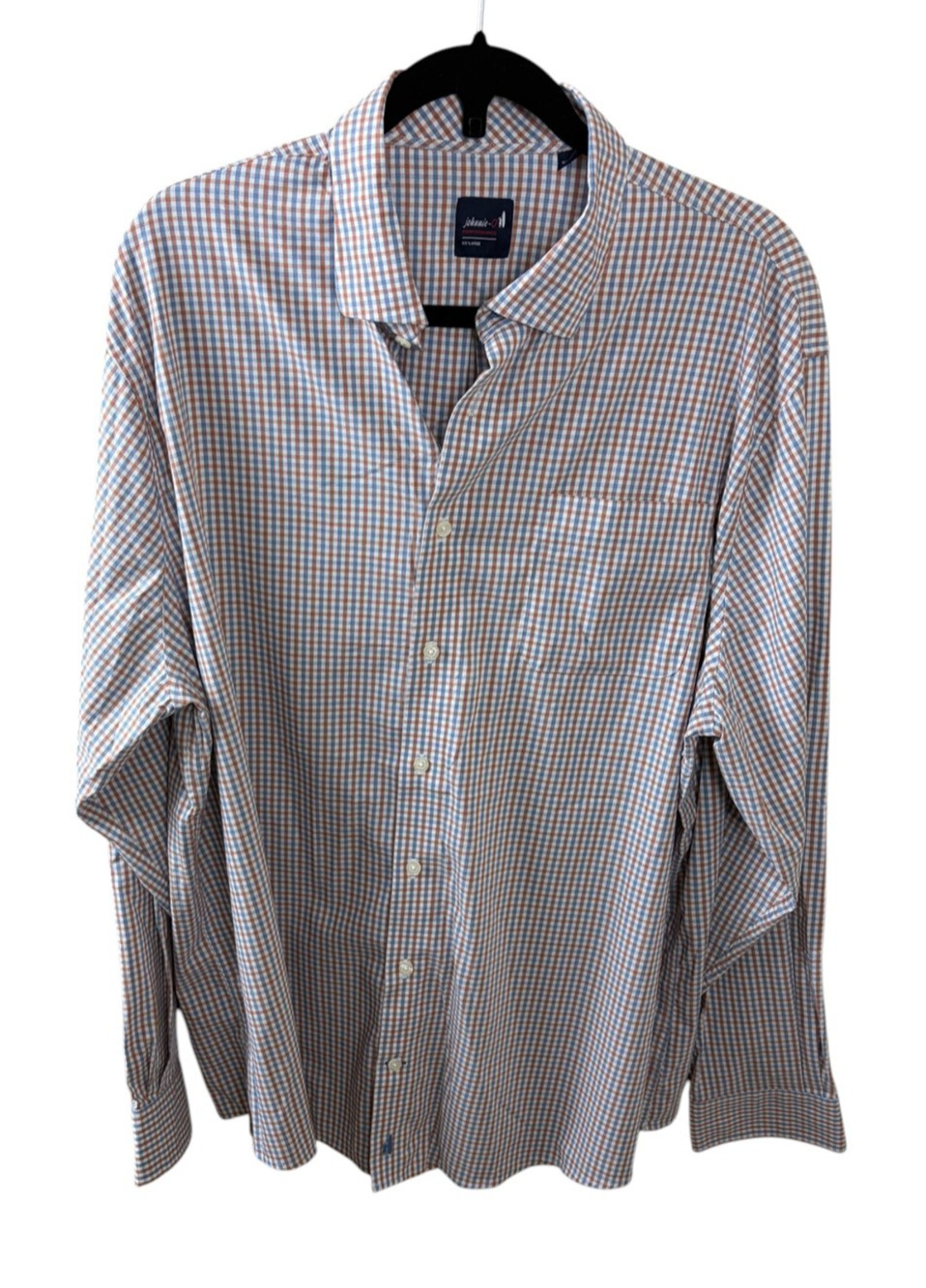 Johnnie-O Shirt Mens XXL Brick Acadia Performance Button Up Plaid Bamboo